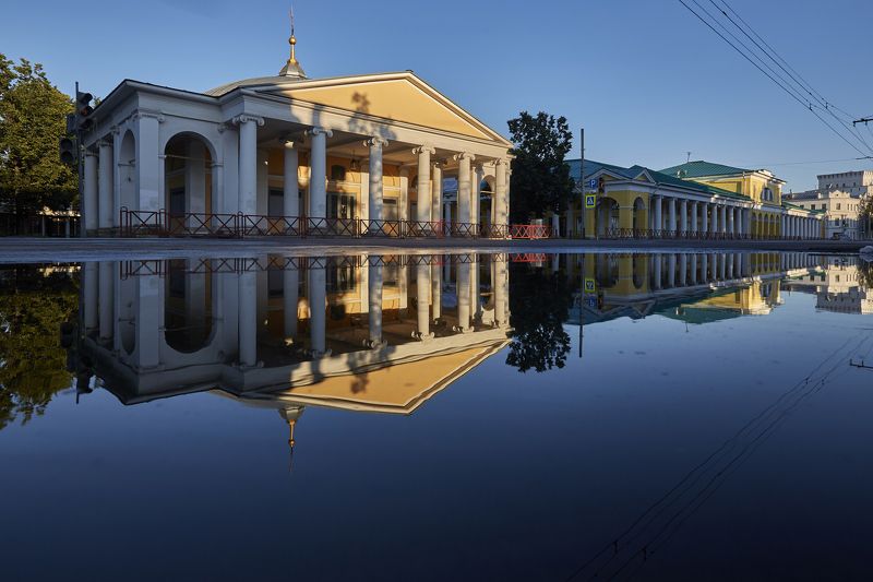 город, рассвет, Ярославль, улица, архитектура, отражение  Ярославль  фото превью