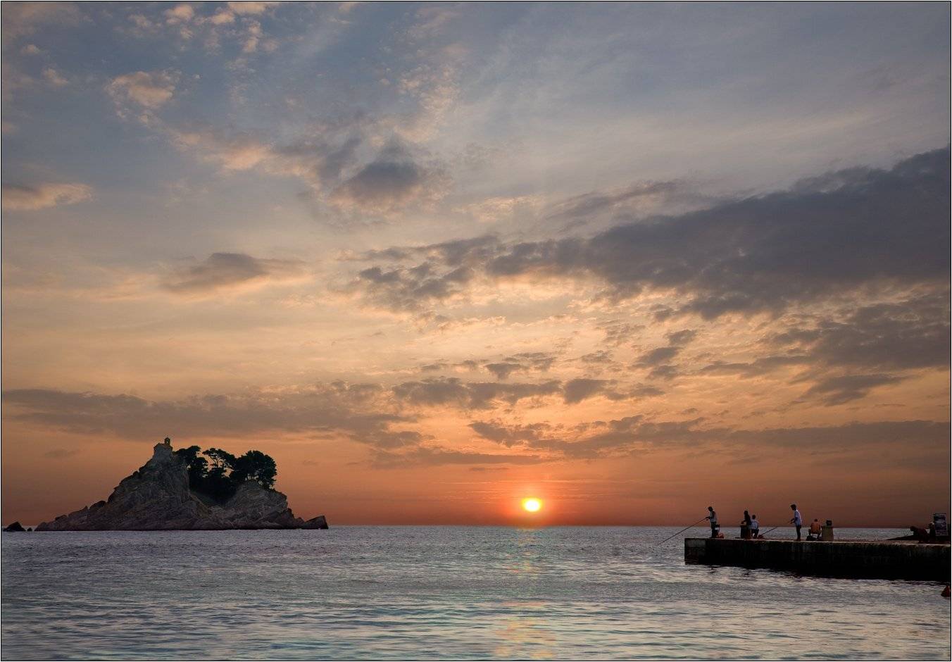 море, закат, рыбалка, остров, пирс, Boris Bort