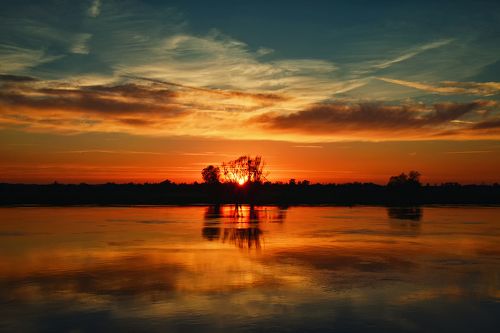Sunset over the Odra river