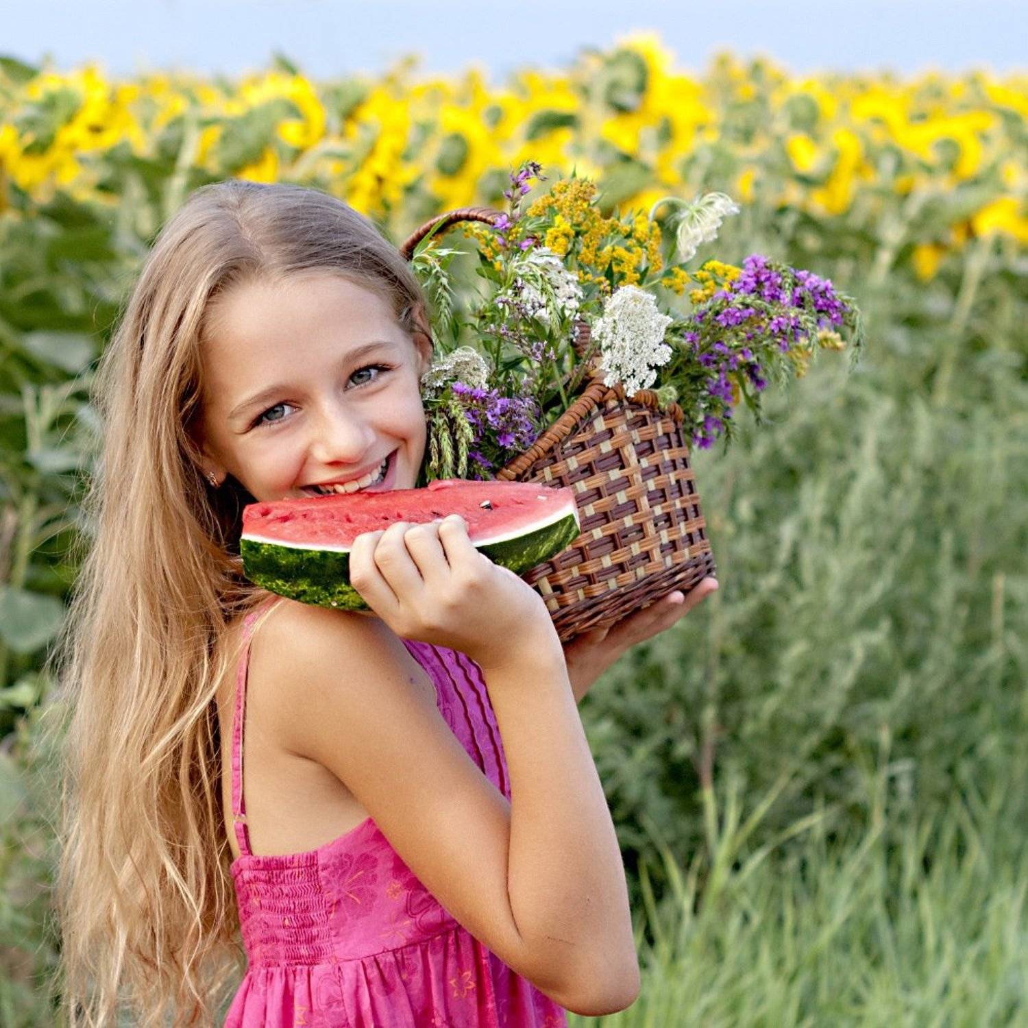 лето,портрет,подсолнухи,соня,, Марина Соколова