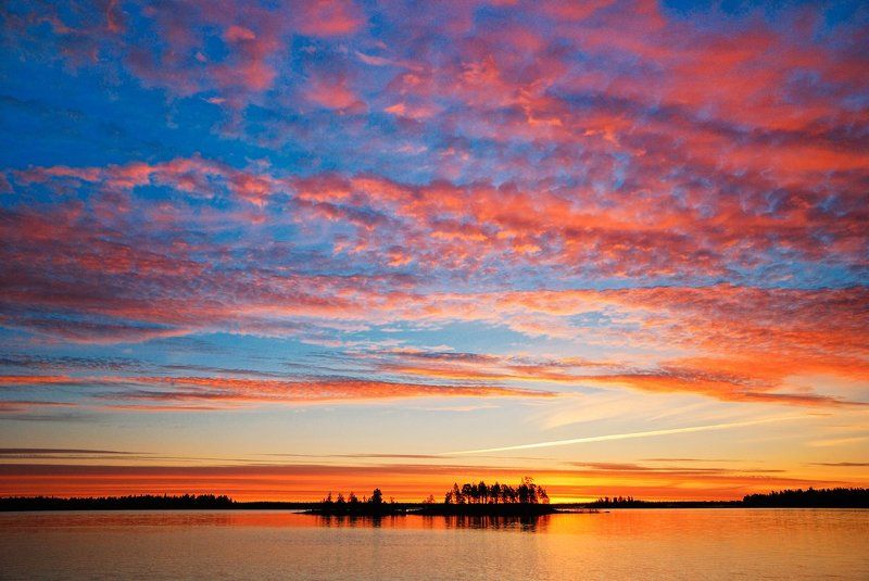 карелия, охта, закат, озеро, пейзаж, облака, d80 Карельские закаты фото превью