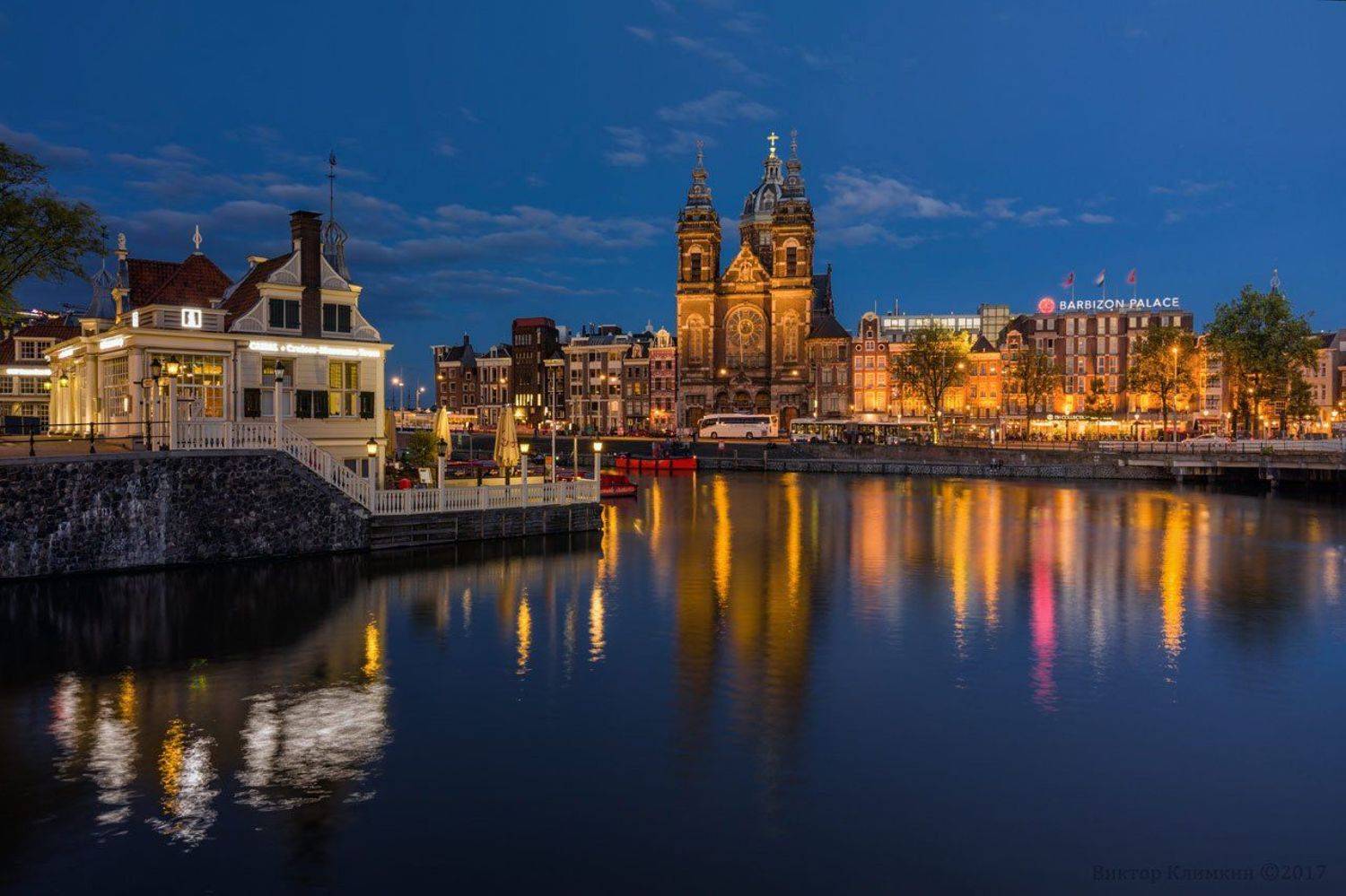 амстердам, amsterdam, sint-nicolaaskerk, вечер, голландия, niderland, Виктор Климкин