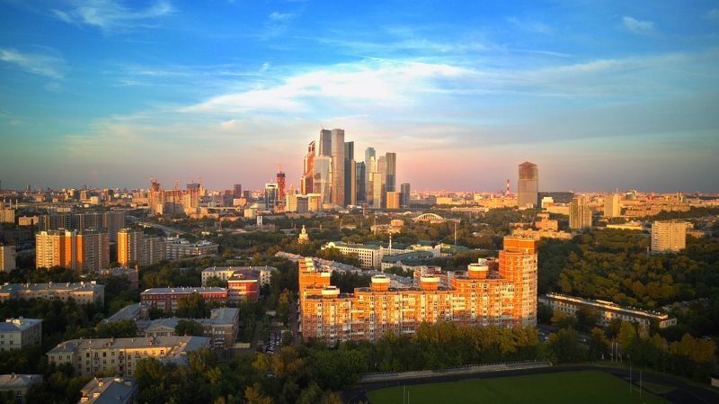 аэрофото Филевский парк в сторону Сити фото превью