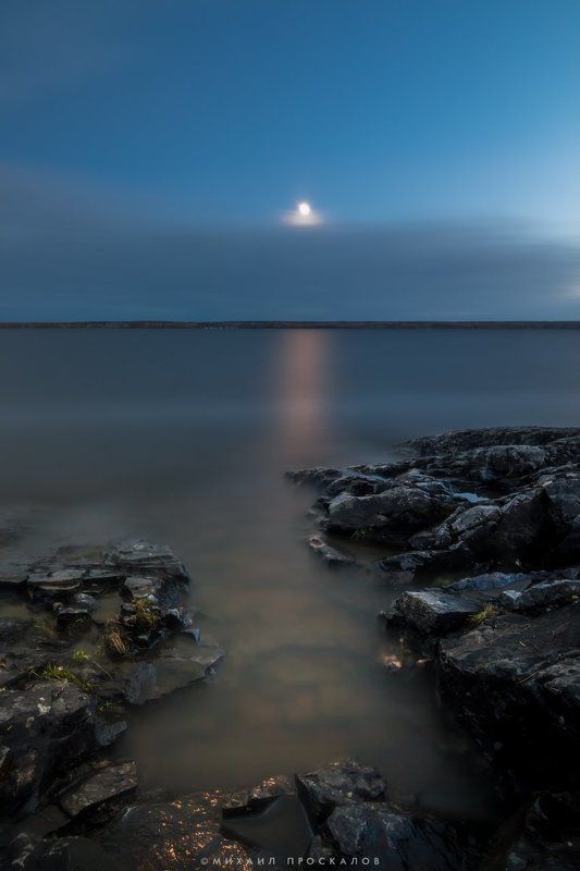 природа, луна, вода, ночь, карелия, пейзаж Свет луны фото превью