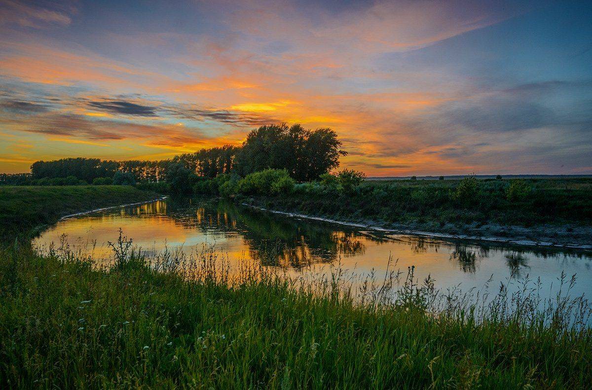 лето, закат, свияга, Владислав Никишин