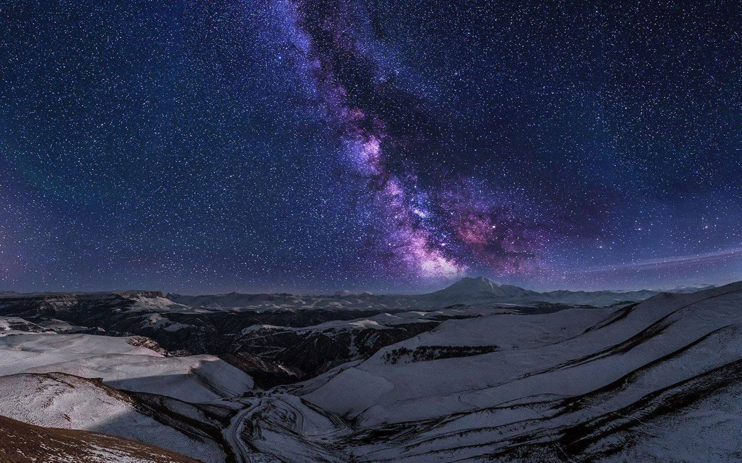 эльбрус,млечныйпуть, ночь, звёзды,зима, горы,, Александр Хорошилов