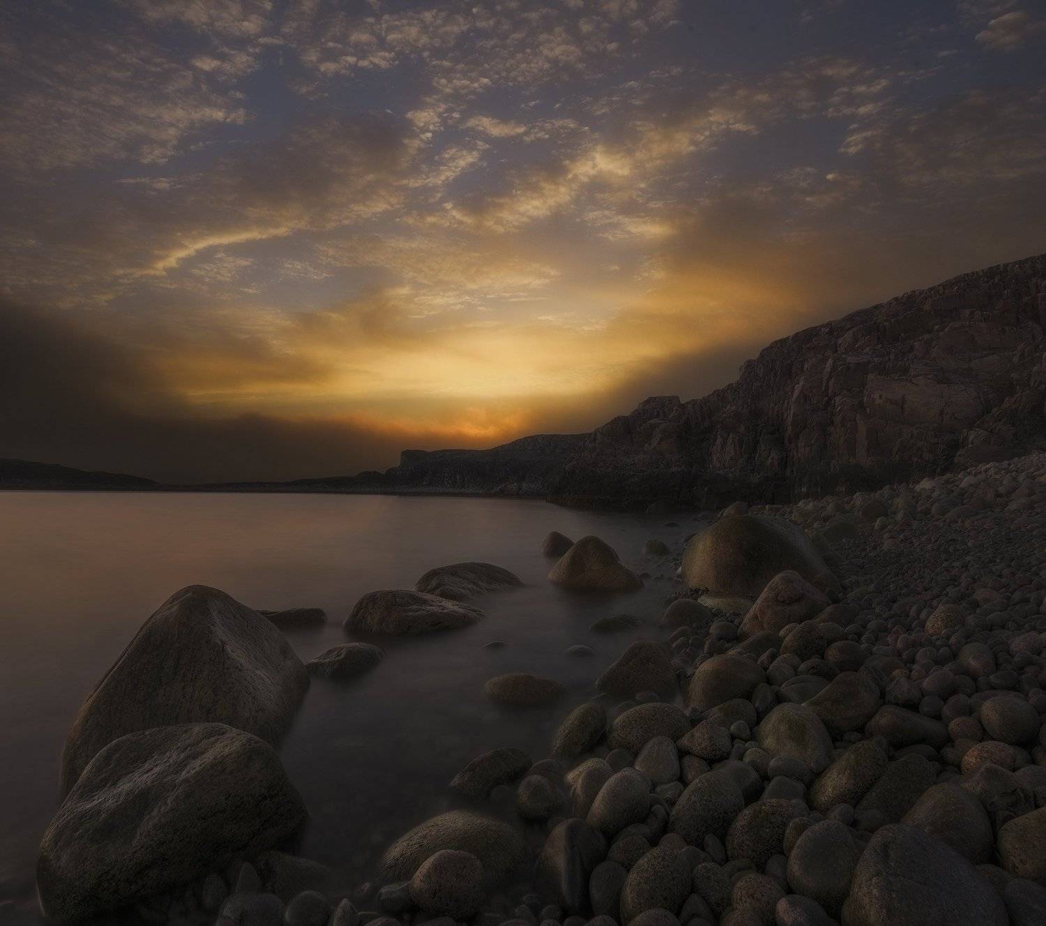 Рассвет, море, dawning light, Кольский полуостров, Баренцево море, Barents sea, Васильев Алексей
