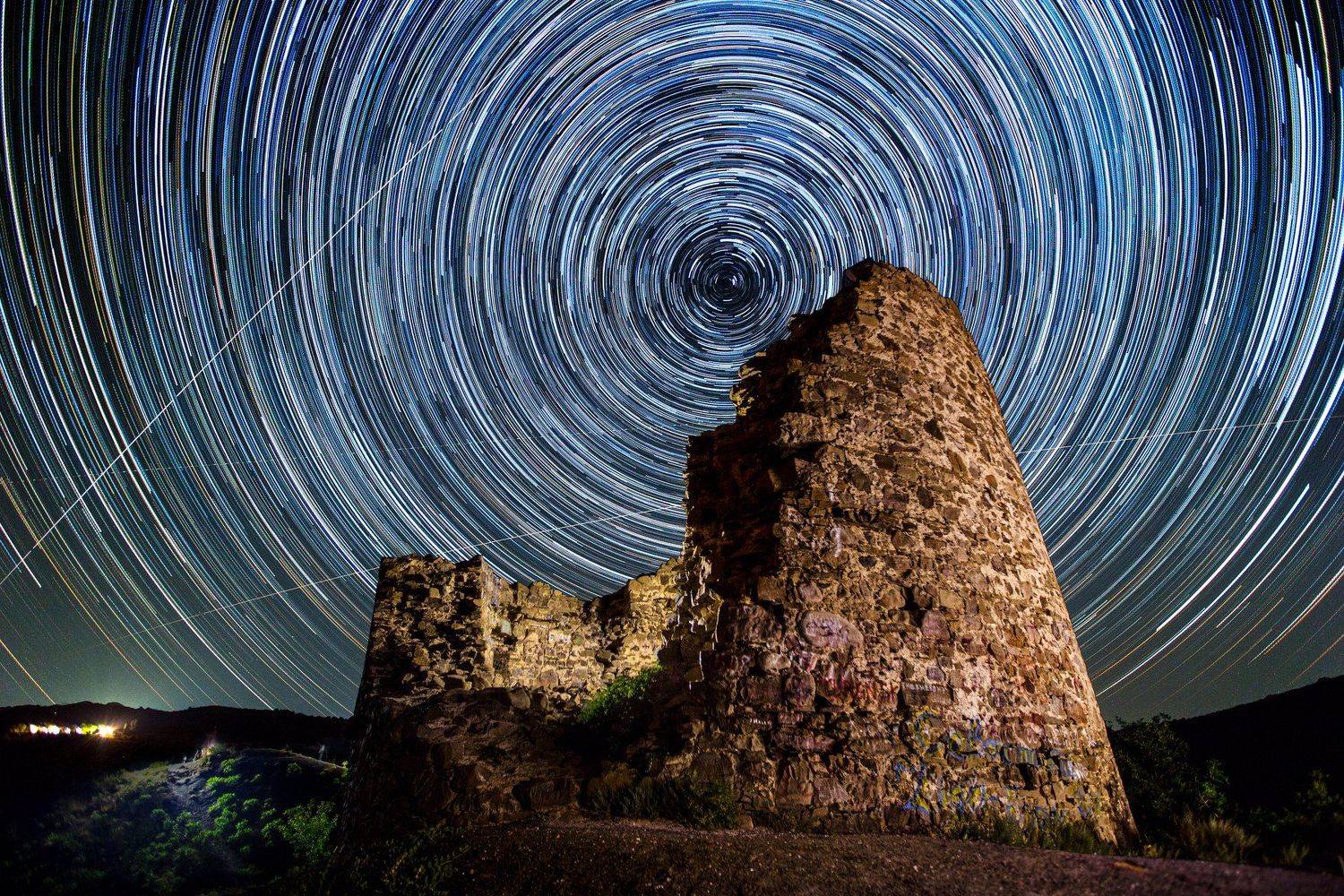 night, landscape, tower, star, timelaps, track, nature, Арнольд