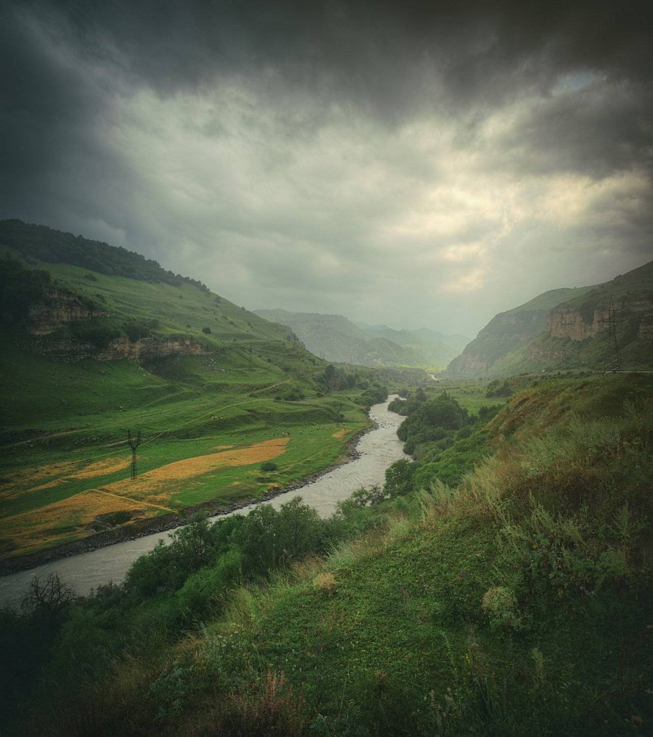 пейзаж, природа, горы, Кавказ, Эльбрус, дождь, свет, Ефимов Александр