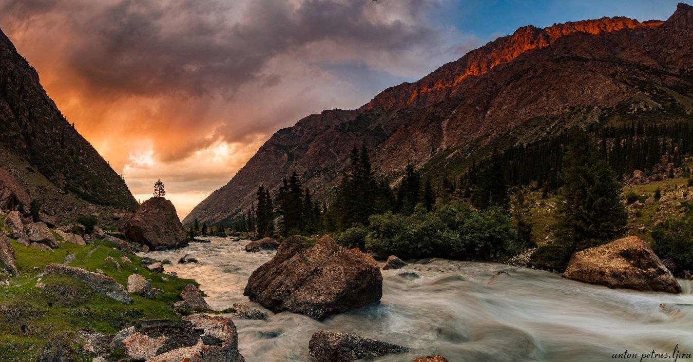 киргизия, закат, горы, небо,, Антон Петрусь