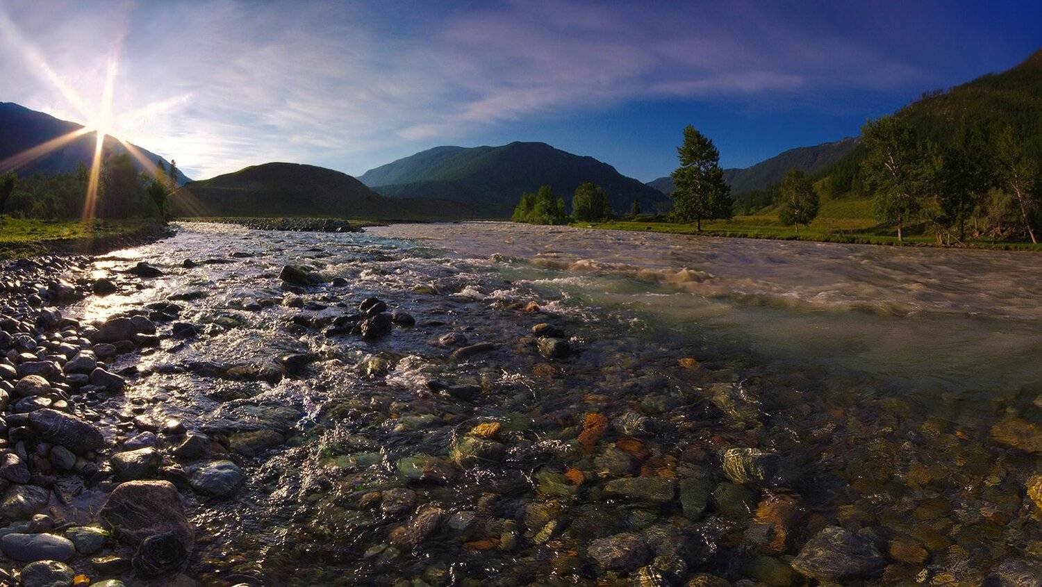 река, чибитка, чуя, алтай, вода. поток, свет, солнце, берег, горы, Валерий Чичкин