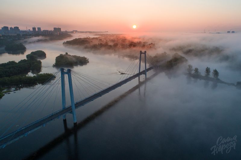 виноградовский, мост, красноярск, символ, сибирь, город, красноярский, достопримечательность, красивый, рассвет, пейзаж, енисей Виноградовский мост фото превью