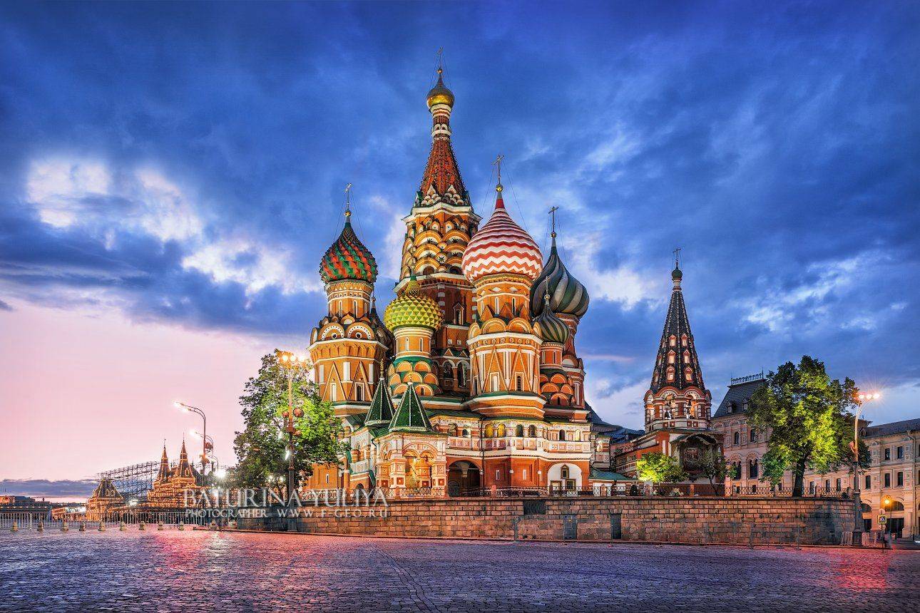 москва, красная площадь, собор василия блаженного, закат, Юлия Батурина