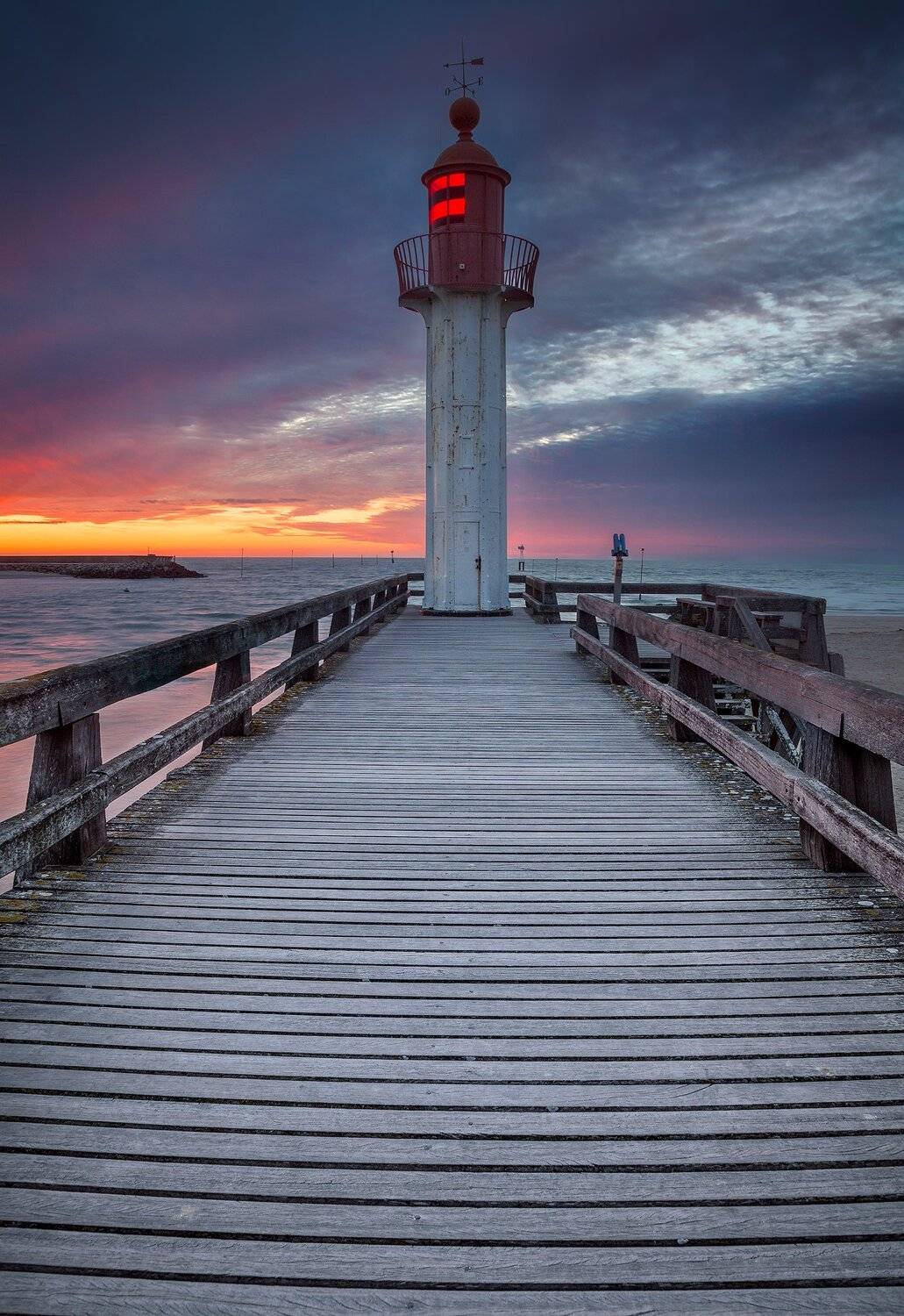 маяк, пирс, океан,закат, франция, трувиль,, Андрей Огнев