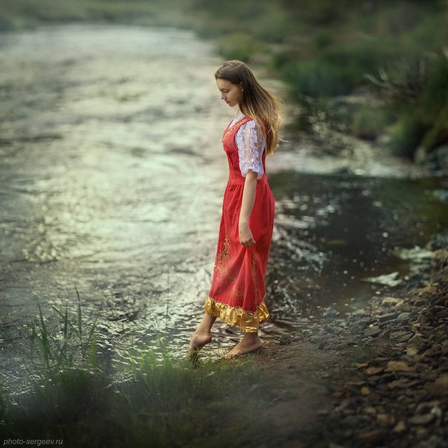 девушка, река,утро,туман,фольклор,стилизация,русское, Александр Сергеев