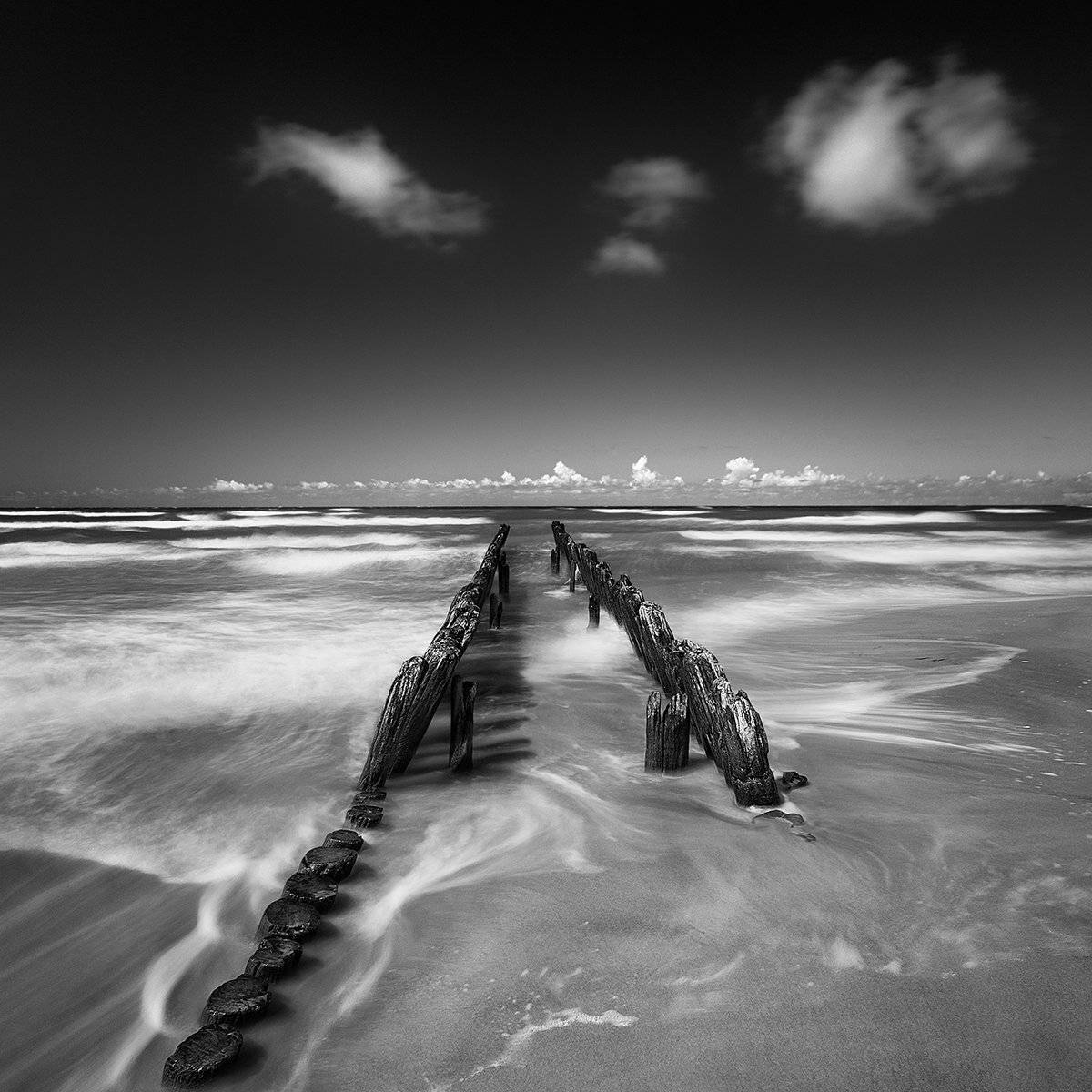 baltic sea waterscape blackanwhite, Andris