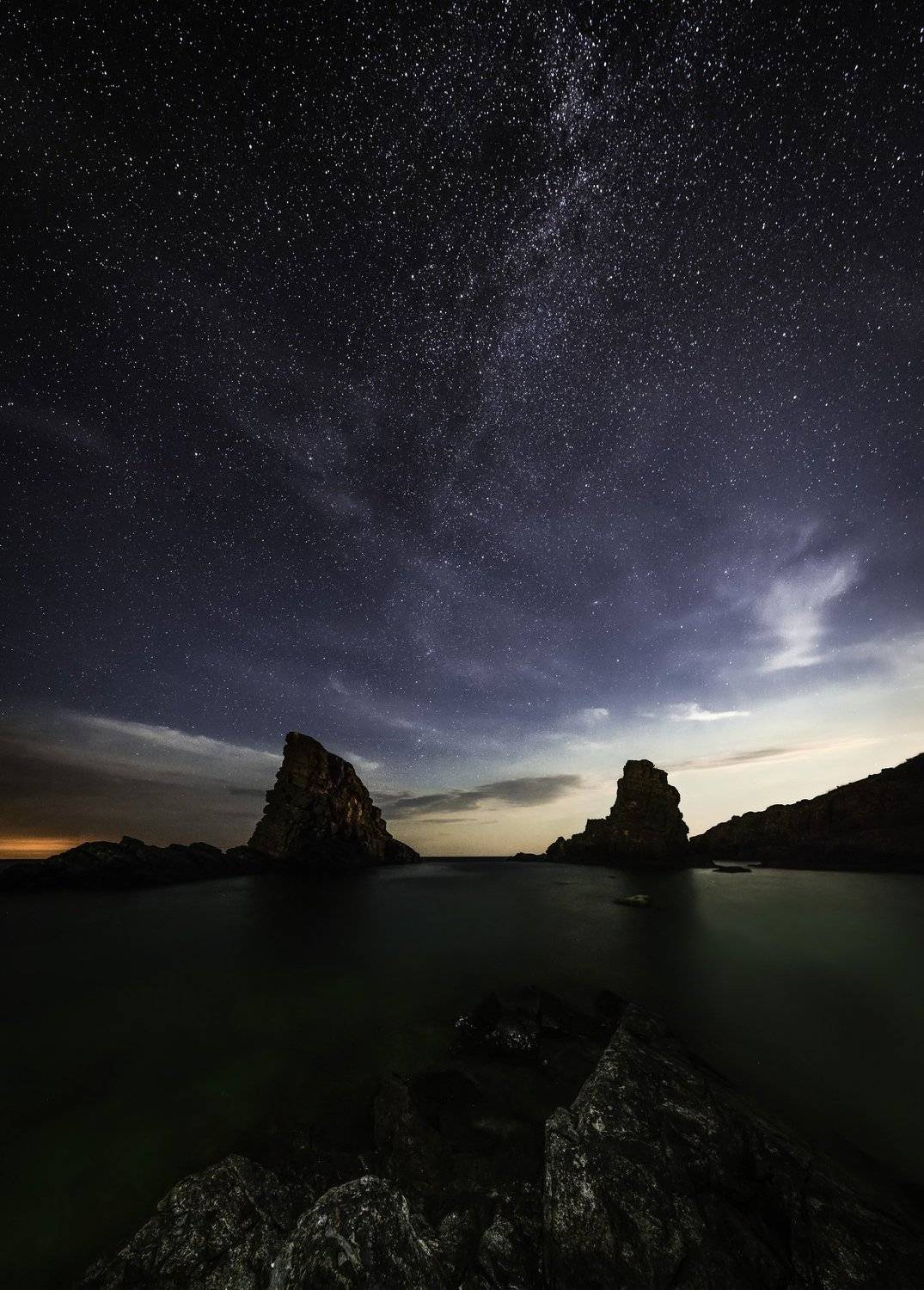 moon,sky, star, night,sea,landscape, outdoor,, Jeni Madjarova