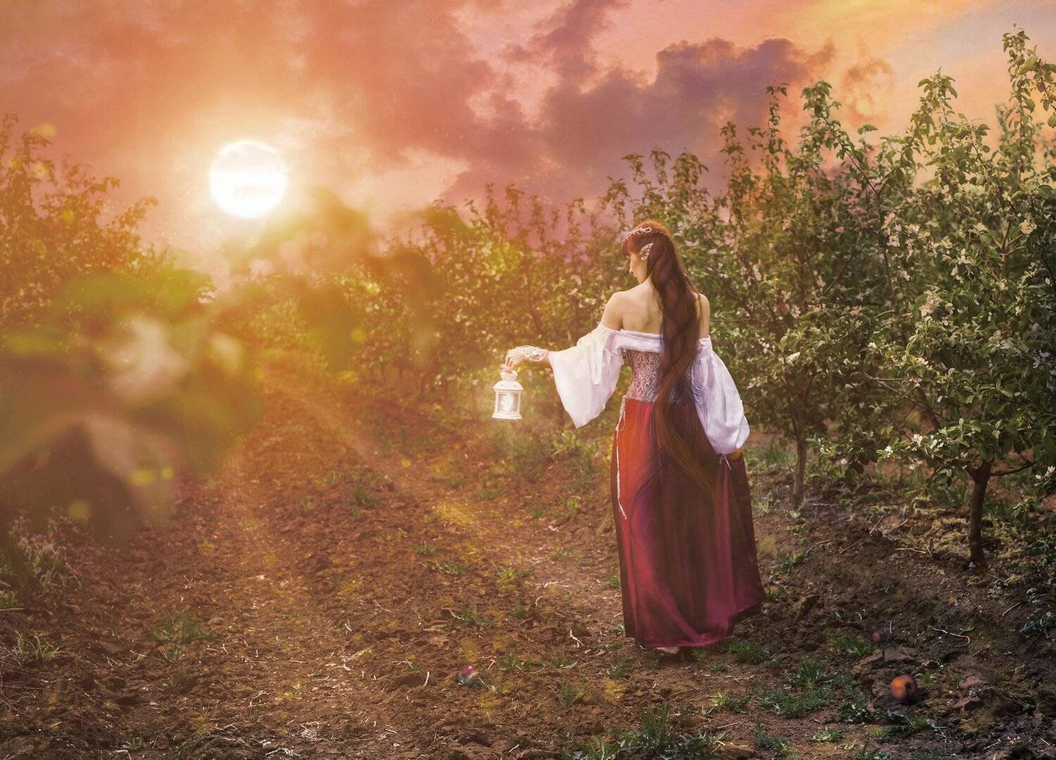 портрет,девушка,сад,весна,солнце,закат, Мария Буданова