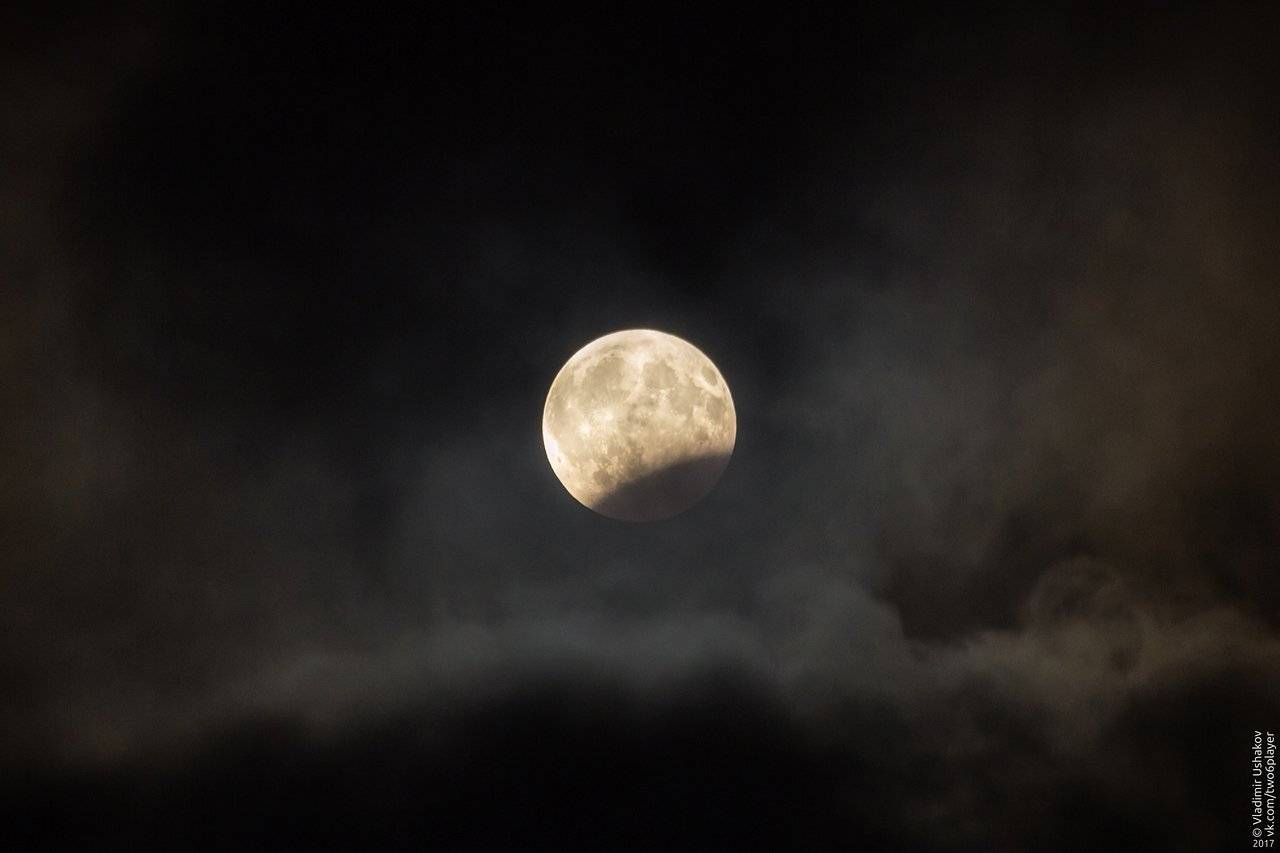 затмение, луна, облака, небо, сочи, краснодарский край, Владимир Ушаков