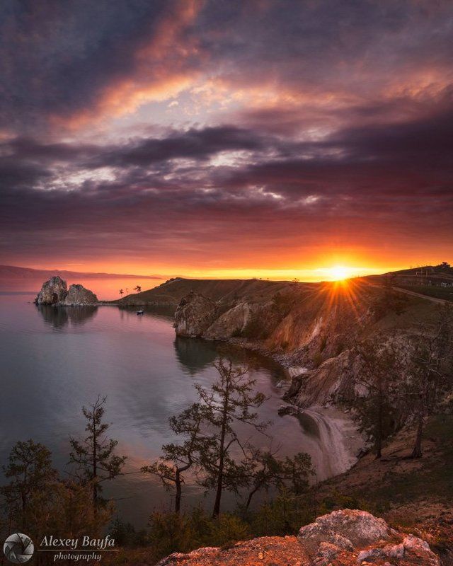 рассвет, ольхон, байкал, пейзаж, озеро, остров, солнце, утро, hdr На рассвете фото превью