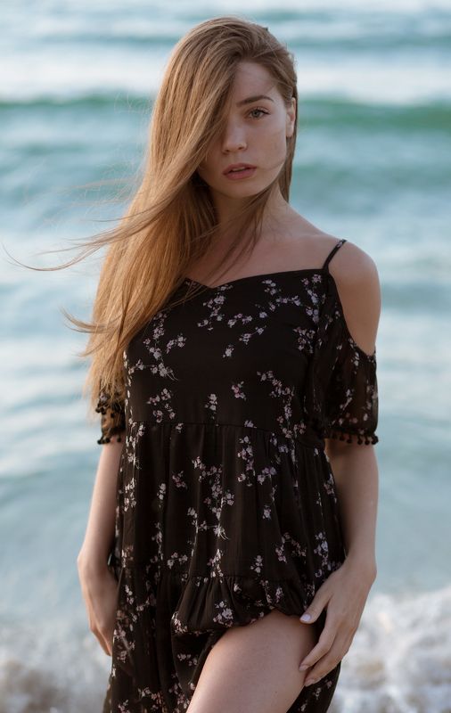 девушка, взгляд, глаза, рассвет, пляж, море, красота Ира фото превью