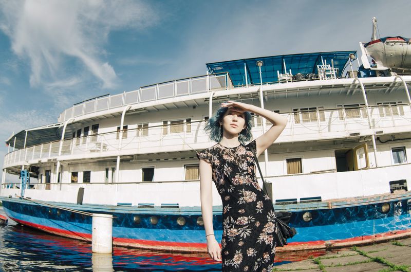 девушка, портрет, синий Полина фото превью