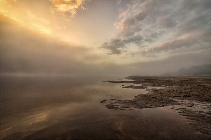 рассвет, туман, река, облака, рыбак Эпизод 1 Начало. фото превью