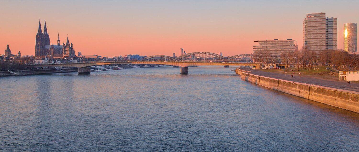кёльн, рейн, вечер, собор, река, k&ouml;ln, rhein, abend, dom, k&ouml;lner dom, Виктор Климкин