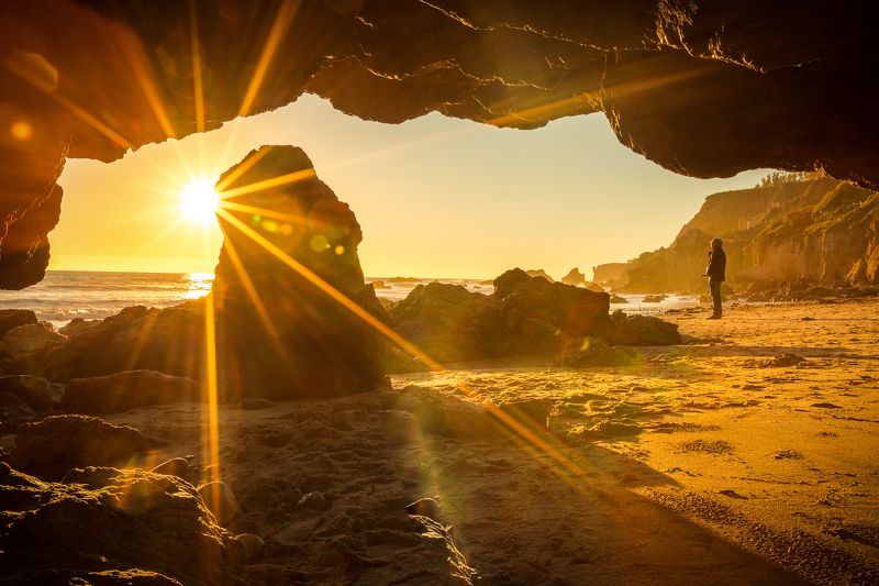 океан, скалы, закат, небо, красота, одинокий, песок Звуки океана фото превью