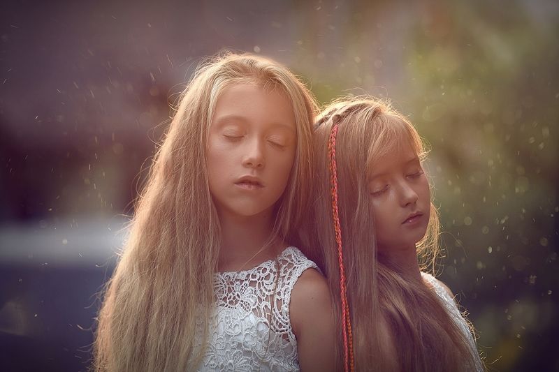 girls, portrait, closed, Summer фото превью