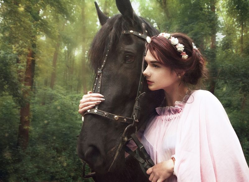 #horse #trees #gerl Horse фото превью