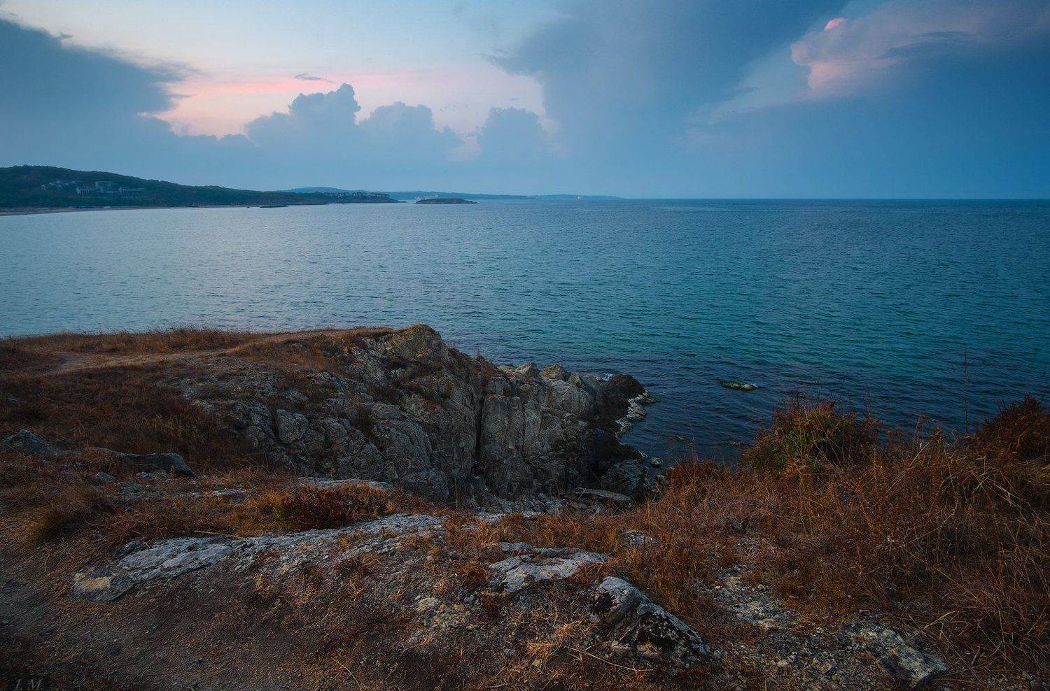 Bulgaria, evening, sea, seascape, sunset, Болгария, бухта, вечер, осень, скалы, Черное море, Black sea, rocks, Arkutino, Аркутино, Dunes, I'M