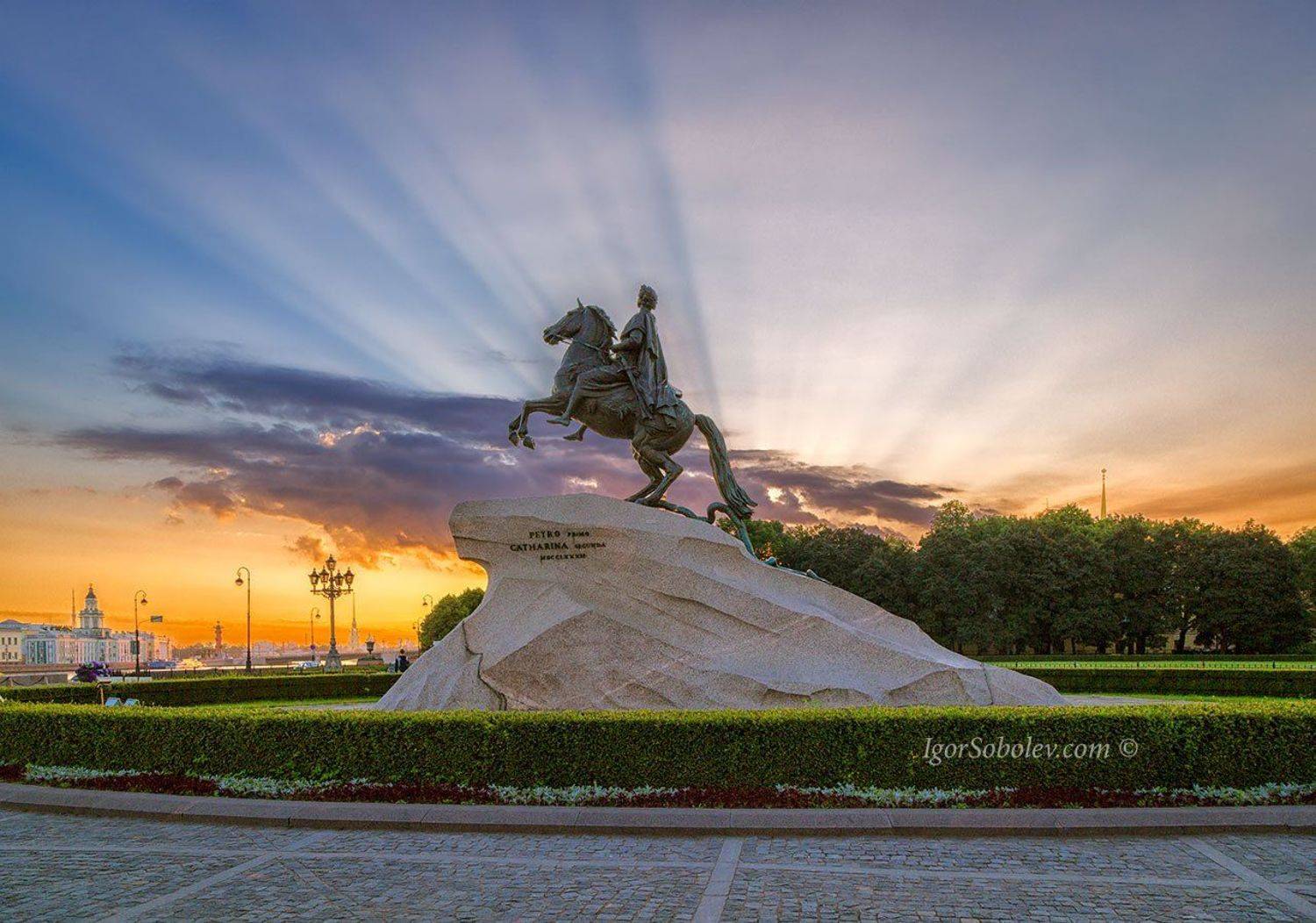 медный всадник, памятник, санкт-петербург, россия, утро, солнце, лучи, лучи солнца, Соболев Игорь