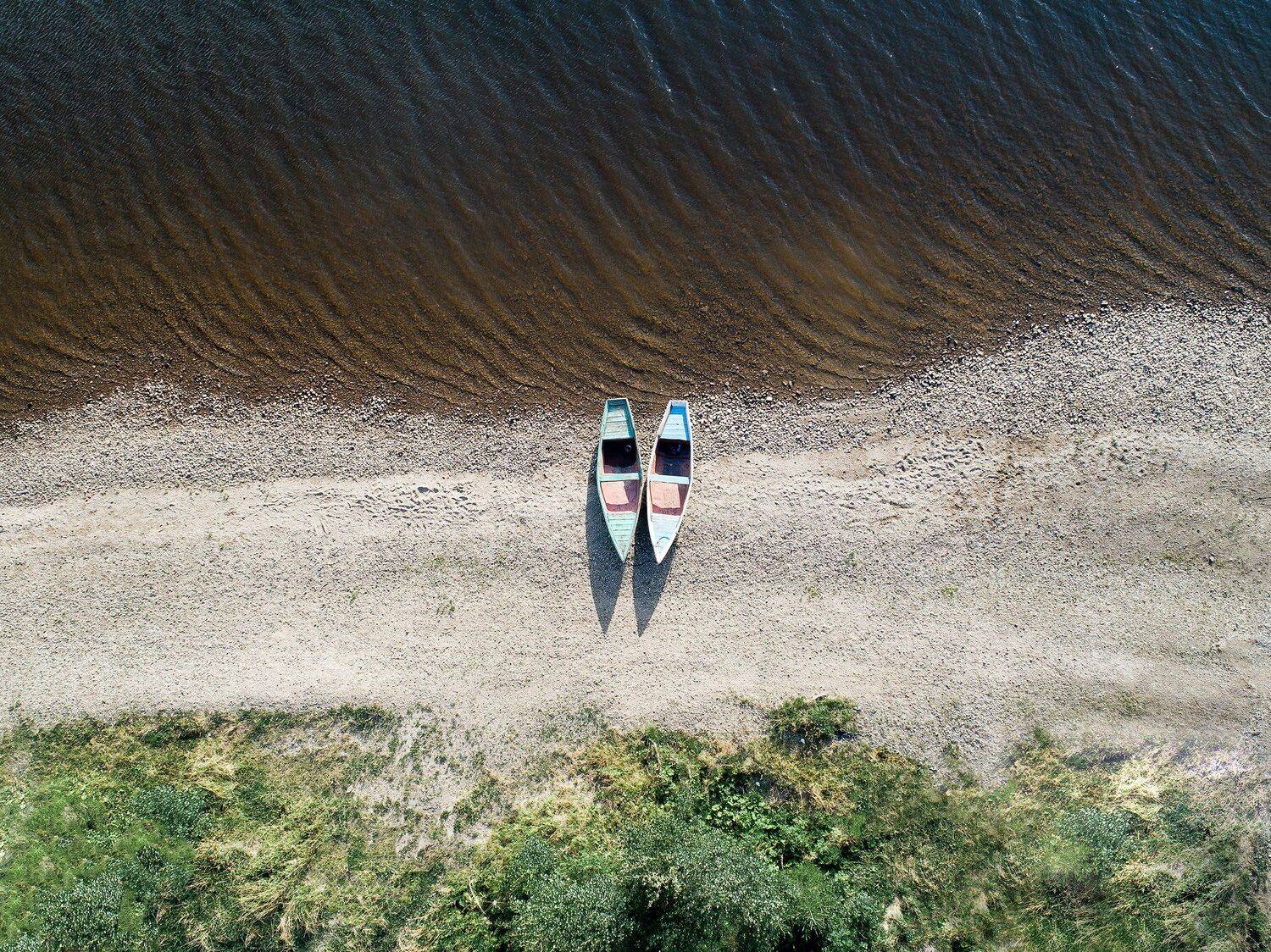 лодки, берег, озеро, вода, пляж, лето, Владимир