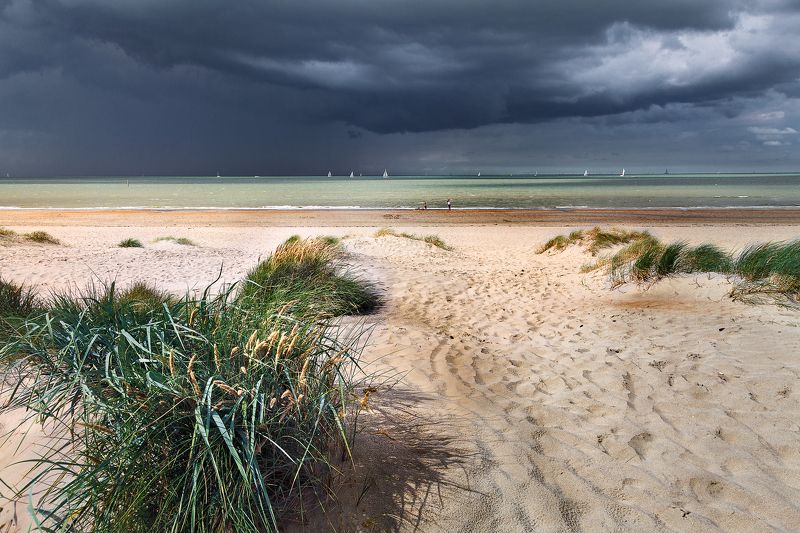 северное море, шторм, бельггия, дюны, пляж, *Дюны* фото превью