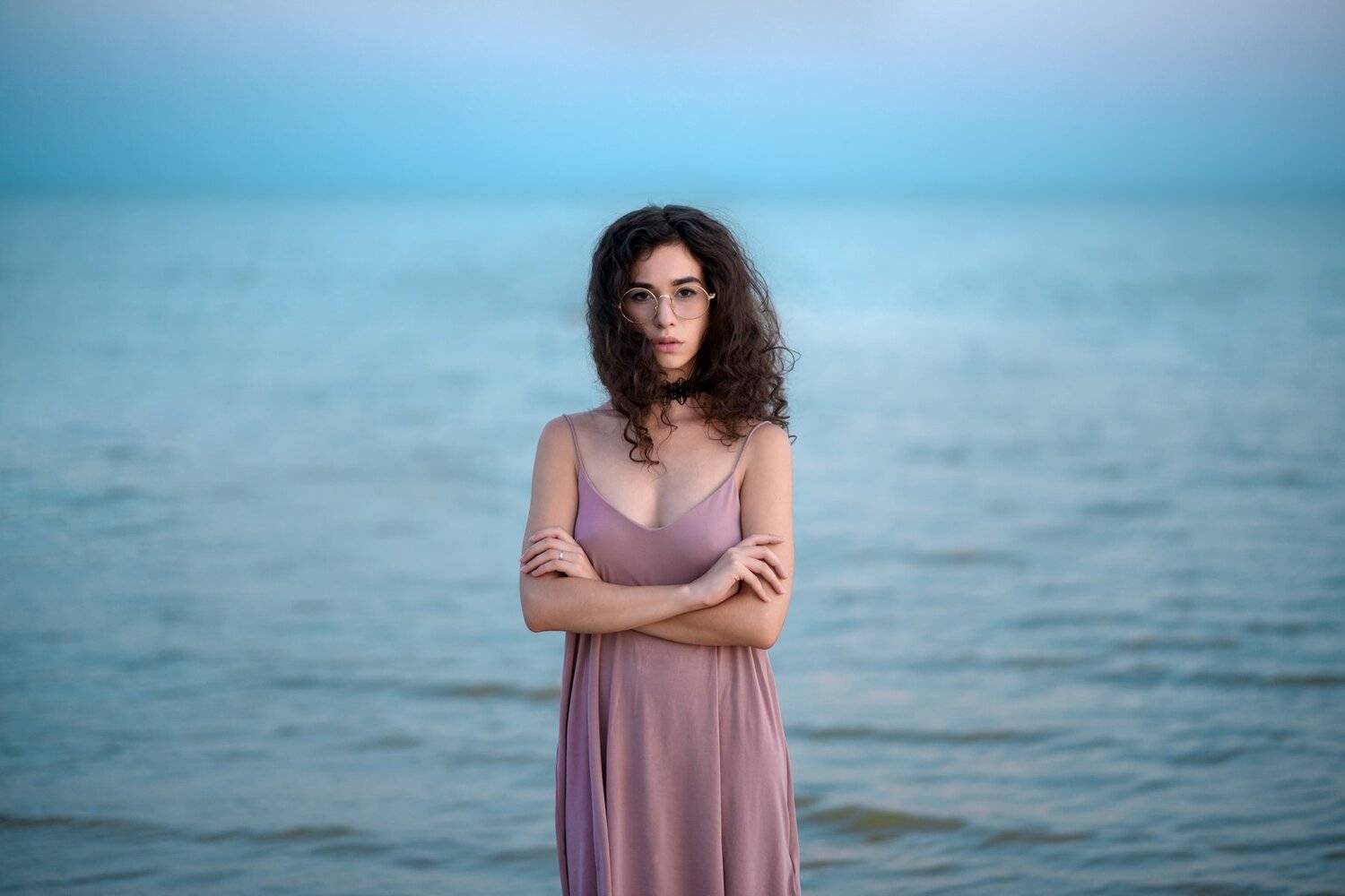 девушка, модель, кудряшка, портрет, море, закат, вечер, синий, берег, лето, никон, фотограф,, Анна Дегтярёва