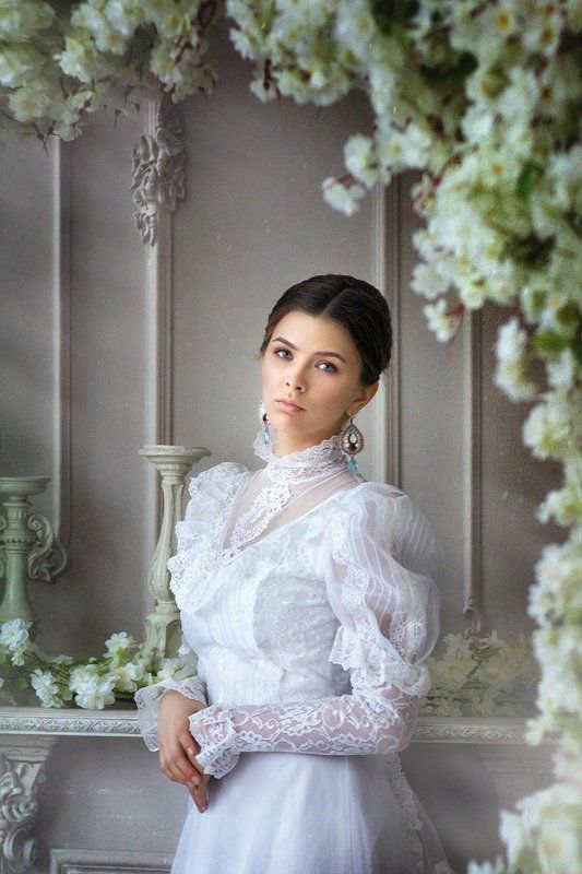 портрет, винтаж, студия, цветы, барышня, portrait, vintage, studio, flowers, people, woman *** фото превью