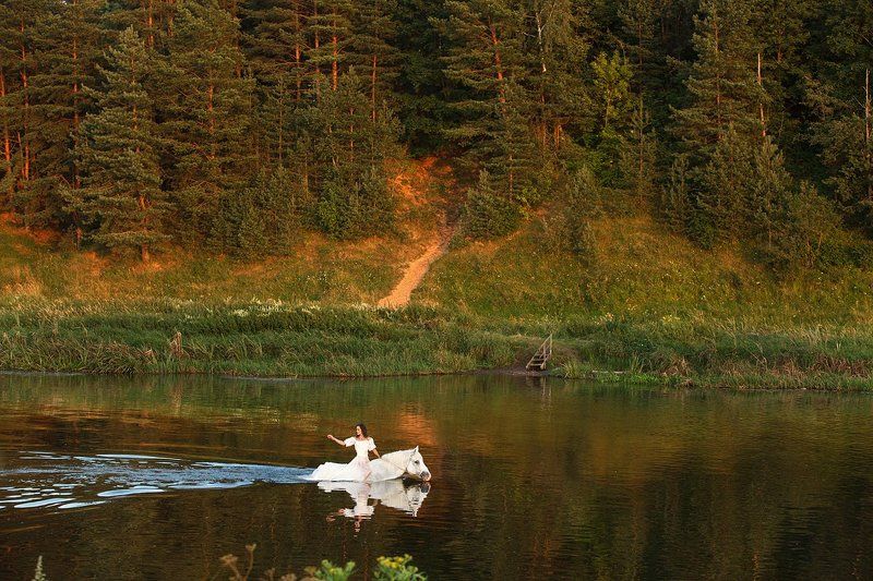 лошадь, девушка, природа, красота, люди,  Яна и Француз фото превью