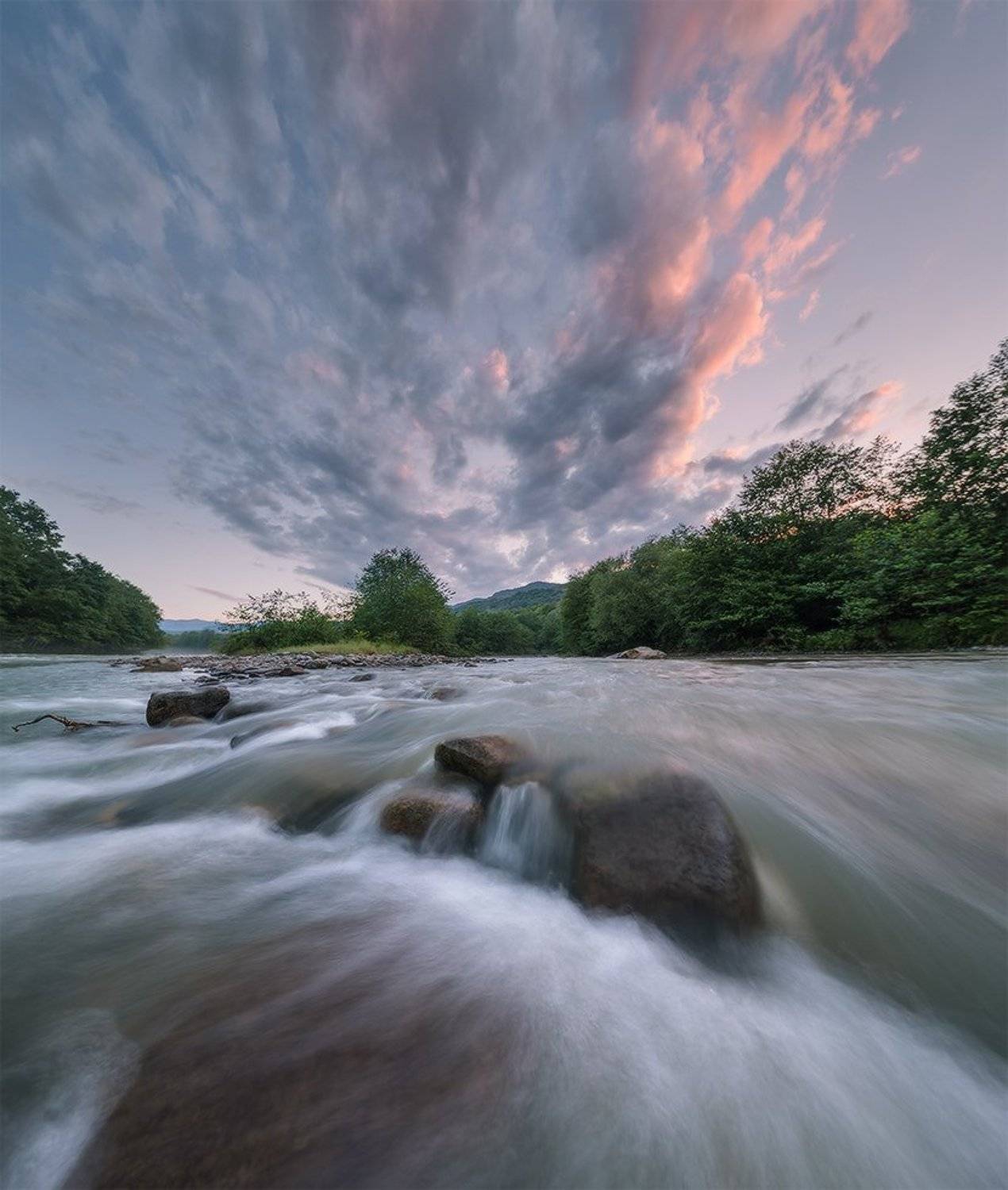 западный кавказ малая лаба бурный лето вечер, Николай Мысливцев