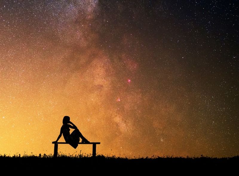 млечный путь, силуэт, звезды, небо, ночное фото, ночь,  Взирая на Млечный Путь фото превью