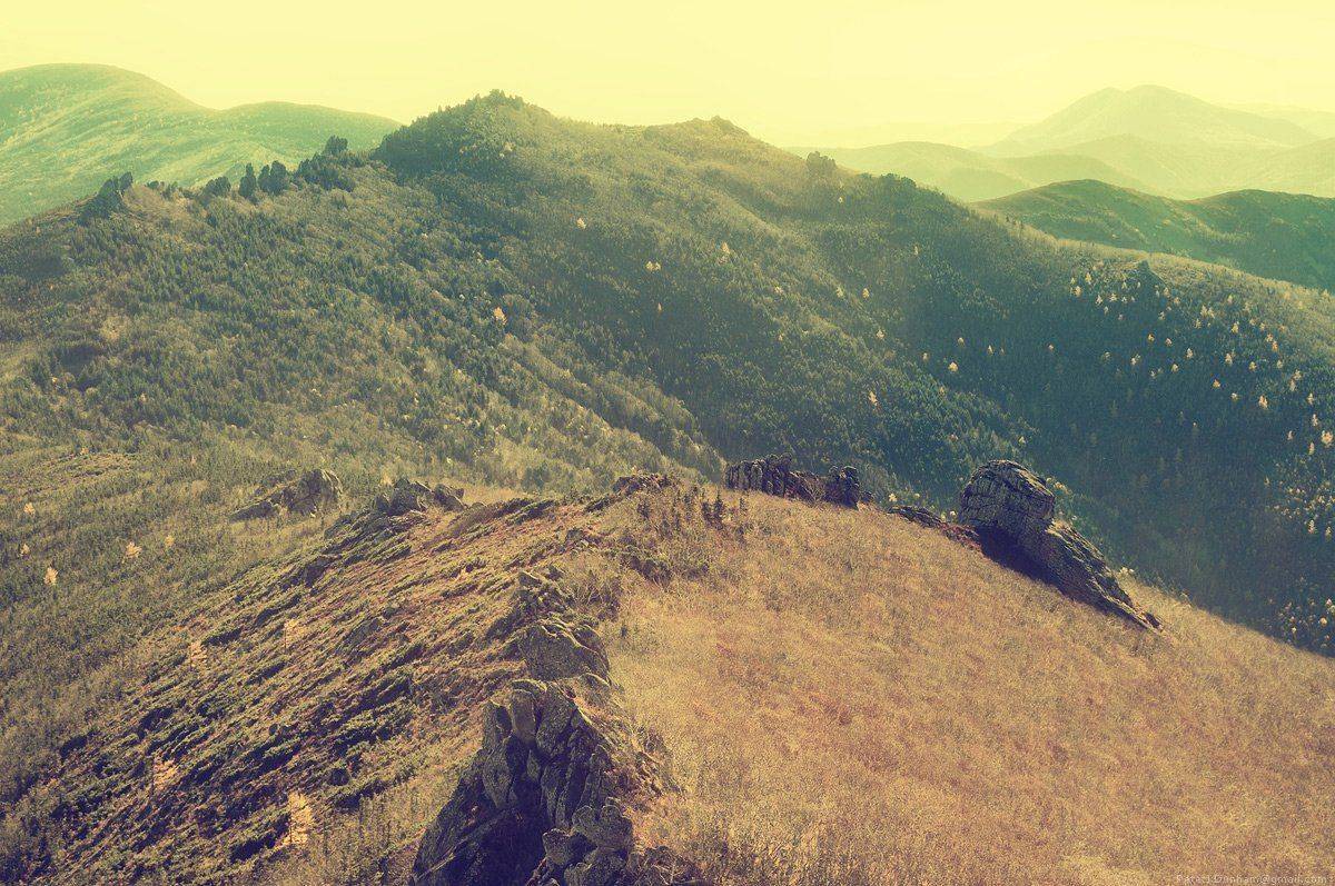 сихотэ-алинь, сихотэ, алинь, хребет, гребень, горы, горный, вершина, останцы, скалы, тайга, дальний, восток, приморье, уссури, дымка, утро, Александр Коновалов