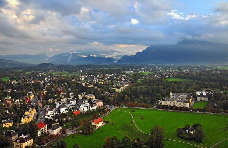 австрия, зальцбург, schloss, leopoldskron, гора, унтерсберг, закат Schloss Leopoldskron фото превью