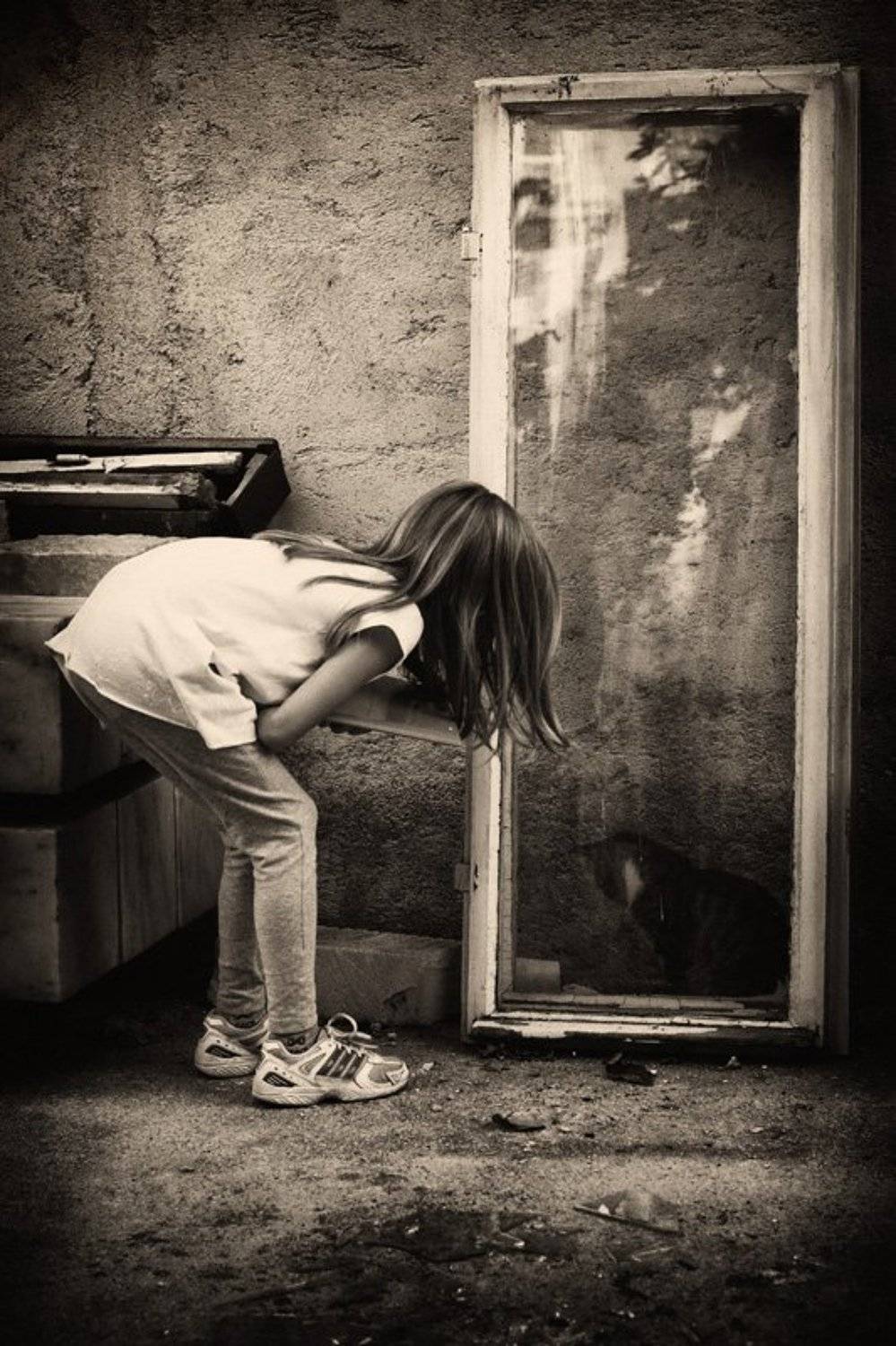 девочка, кошка, viktorova