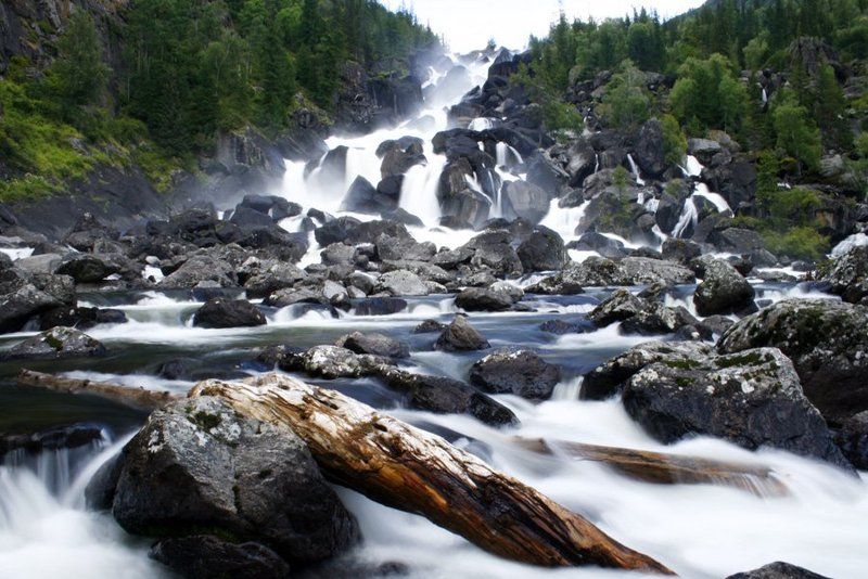 водопад, учар, алтай, горы, природа Могучий Учар фото превью