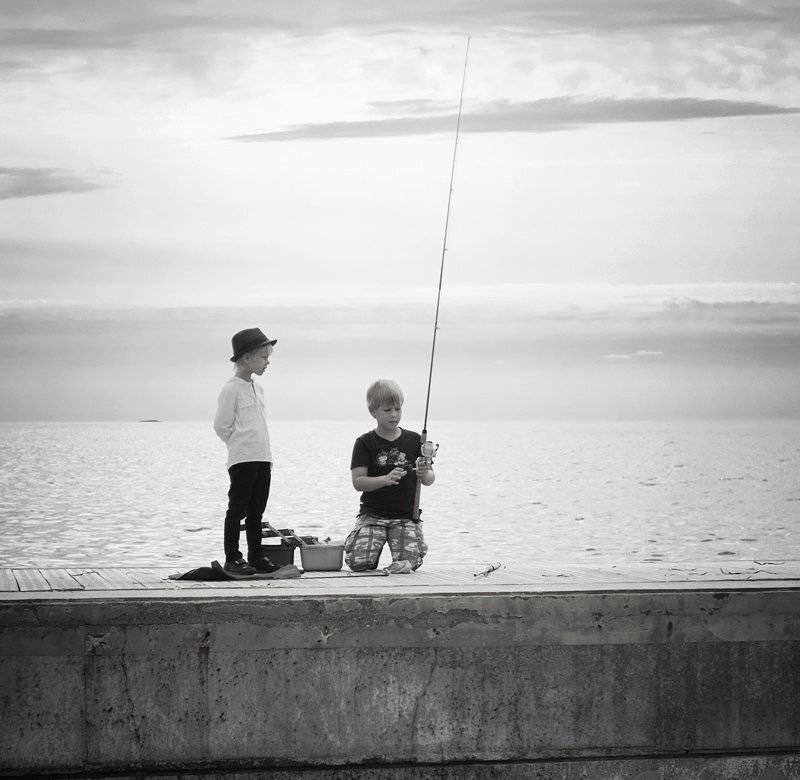 мальчик, рыбалка, удочка, улов, море, Дмитрий