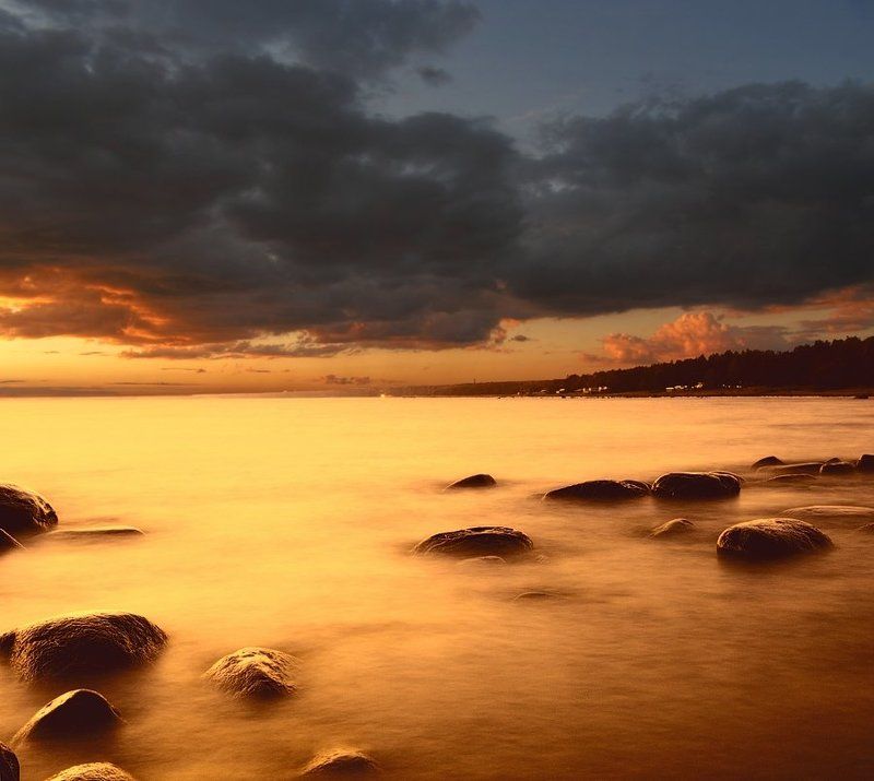 пейзаж, длинная выдержка, длинная, выдержка, long exposure, закат, финский залив *** фото превью