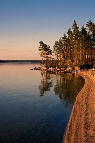 Золотистый вечер на озере