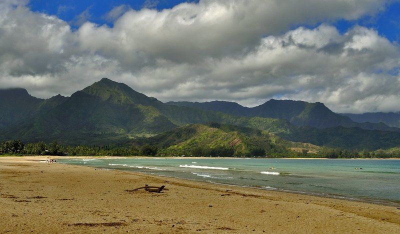 пейзаж, море, пляж, hanalei Hanalei Beach фото превью