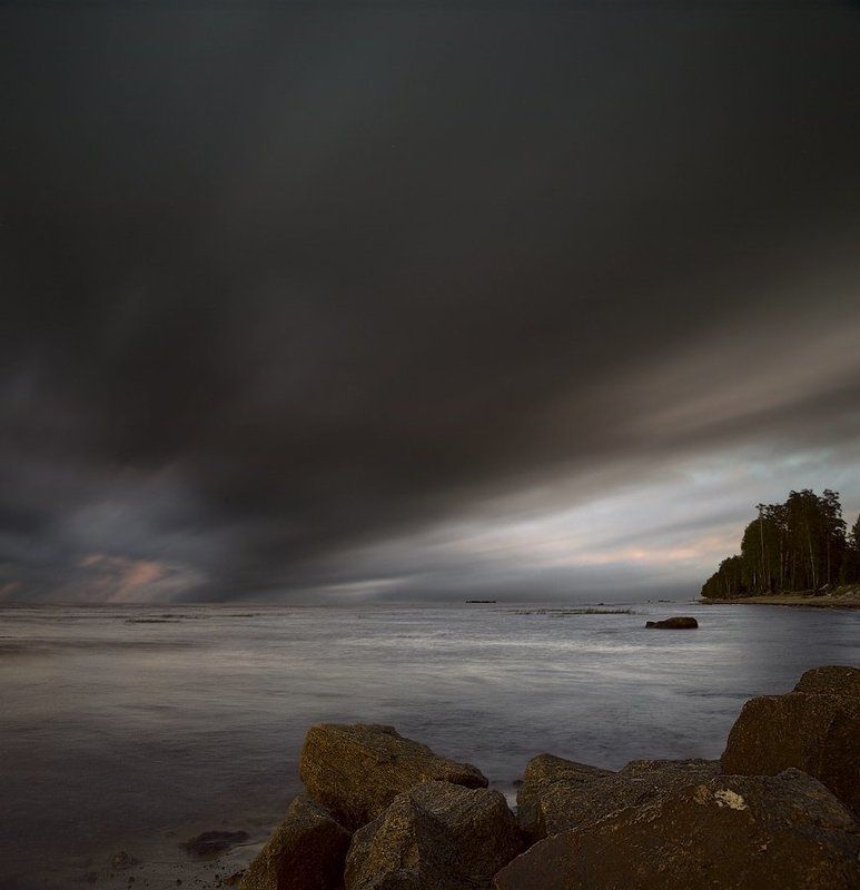 пейзаж, длинная выдержка, длинная, выдержка, long exposure, закат, финский залив *** фото превью