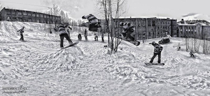 сноуборд, лыжи, снег, , хибины уличные покатушки фото превью